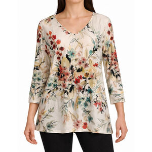 Sakurafina Blouse Womens Size 3XL Floral Tunic Plus Size Pullover Lightweight